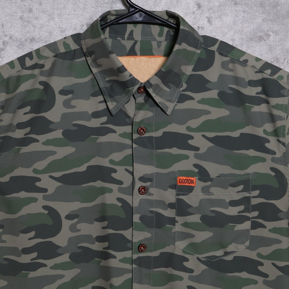 Dixxon Flannel Shirt Mens Large Green Camo The Freebird Short Sleeve Button-Up